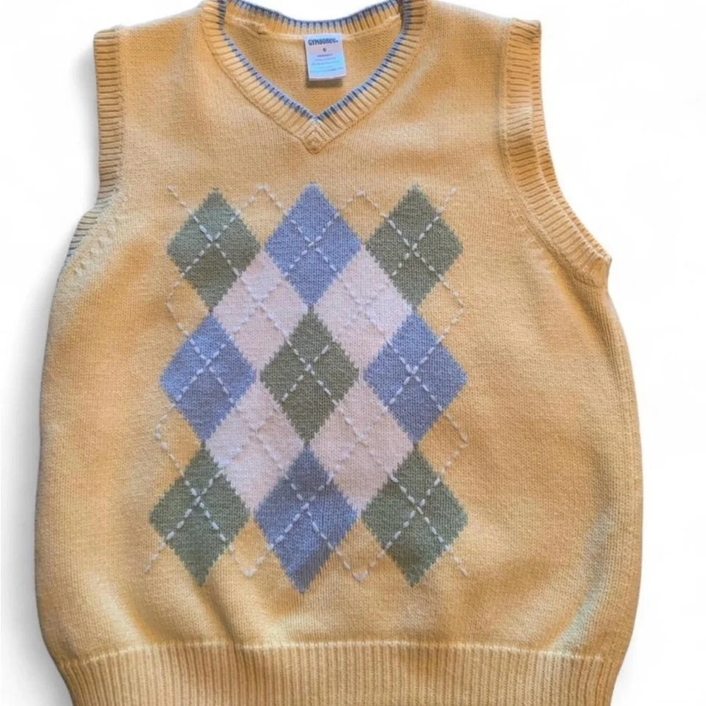 Vintage Gymboree TWO PIECE SET boy’s V-Neck Argyle Sweater Vest